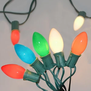 25Ft C9 Multicolor Christmas Lights - Outdoor Vintage Lights for Holidays, Weddi - Picture 1 of 8