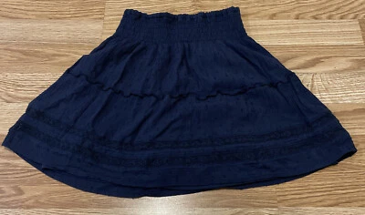 Hollister Skirt XS Girls Casual Lace Navy Blue Ruffle Short Pull On Lined EC - Image 1 of 4