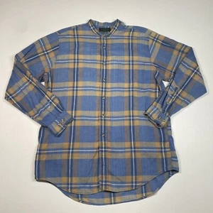 Vintage Hunt Club Shirt Men Large Tall LT Multicolor Plaid Band Collar Button Up - Picture 1 of 8