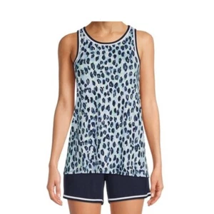 Top de pijama de mujer azul estampado animal talla mediana (8-10) sin mangas NUEVO - Imagen 1 de 1
