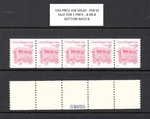 USA PNC SC# 2452D CIRCUS WAGON 5c - PL# S1 -MNH- # ON #- BOTTOM BACK # - Picture 1 of 1