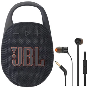 JBL Clip 5 Portable Waterproof Wireless Speaker Black with JBL In Ear Headphones - Picture 1 of 11