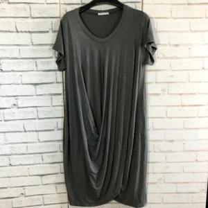 Made In Italy Plain Jersey Twist Dress Grey Short Sleeves Size L - Imagen 1 de 4