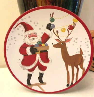 Plato de granero de cerámica de Disney Rudolph Reindeer Santa Navidad fiesta de regalo, Foto 1 de 4