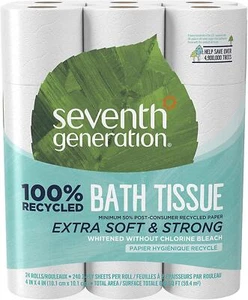 Toilet Paper White Bathroom Tissue 24 count, Pack of 2, Eco-Friendly Hypoallerge - Picture 1 of 7