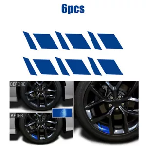 6PCS Blue Reflective Car Wheel Rim Vinyl Decal Sticker Accessories for 18"-21" - Picture 1 of 6