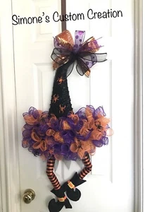 Halloween Witch Hat Handmade Door Wall Decoration Wreath Assorted Styles - Picture 1 of 4