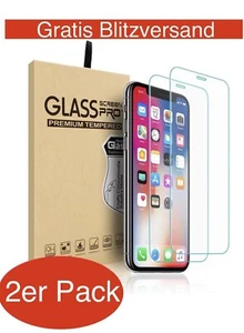 2x Panzerfolie Glas FÜR iPhone 14 13 12 11 X XS Pro Max Mini Displayschutz Handy - Bild 1 von 8