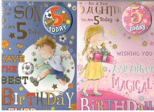 5 Year Old Birthday Card For Son,Daughter,Granddaughter, Grandson Multi-Buy - Picture 1 of 39