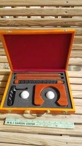 Executive Portable Practice Golf Putter Set In Wood Case Collapsible Office Set - Picture 1 of 6