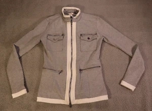 Boston Proper Womens Top Travel Jacket Full Zip Pockets XXS Gray White MSRP $170 - Picture 1 of 9