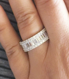 5.00ctw Simulated Eternity Wedding Band, Engagement Ring Sterling Silver .925 - Picture 1 of 8
