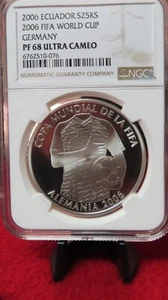 Ecuador 2006 FIFA World Cup SOCCER Germany Silver 25000 Sucres NGC PF68 proof - Picture 1 of 5
