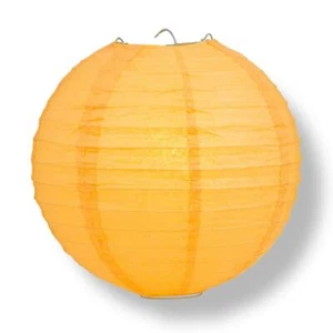 12" Papaya runde Papierlaterne, gleichmäßig gerippt, hängende Dekoration - Bild 1 von 4