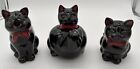 Théière vintage années 1950 Shafford Redware chat noir en porcelaine avec sucre/crème