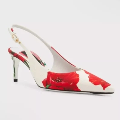 Zapatos de salón Dolce&Gabbana de algodón floral con cordones de gatito de diseñador EUR 35/US 5 Foto 1 de 4