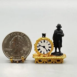 EUGENE KUPJACK Artisan NAPOLEON CLOCK Gold Plated 1:12 MINIATURE DOLLHOUSE VTG - Picture 1 of 14