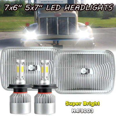 Pair 100W 7x6" LED Hi/Lo Headlights for Peterbilt 365 2008-2017 / 330 2000-2005 - Image 1 of 4