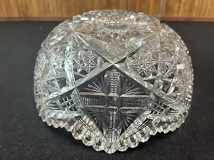 8.25" American Brilliant Period Sawtooth Hobstar Cut Crystal BOWL - Picture 1 of 14