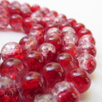 Оптовая продажа рубиновый красный 8 мм круглый треск стеклянные бусины G7082 - 50, 100 или 200 шт. - Изображение 1 из 4