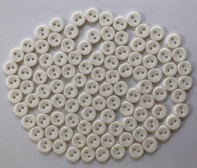 100 Botones Camisa Blanco Mate Vintage Años 80 7/16" 10mm Emsig Hecho en EE. UU. Foto 1 de 4