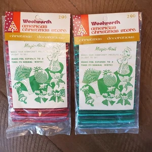 Vintage Woolworth Weihnachtsdekoration magische Folie erweiterbar Japan Handwerk neu aus altem Lagerbestand versiegelt - Bild 1 von 4