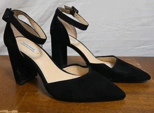 ALEX MARIE Black Heels Size 7.5 Suede Pumps D'Orsay Block Shoes Pumps - Picture 1 of 7