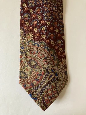 Steven Windsor Men's Necktie Tie Silk Satin Multicolor Floral Geometric 64" - Image 1 of 4