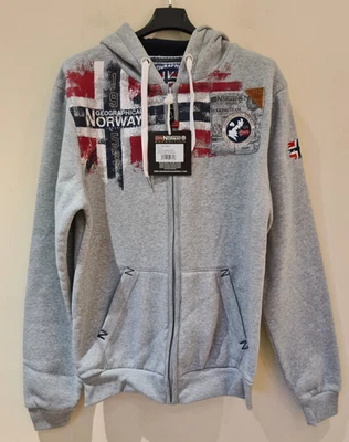 Chaqueta polar Geographical Norway para hombre forrada con capucha bordada cremallera logotipo bandera L Foto 1 de 4
