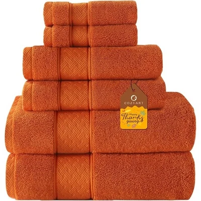 100%纯棉浴巾套装6件柔软吸水快速干燥耐用毛巾新品 — 第 1/4 张图片