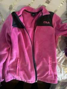 Fila Girls Pink Fleece Zip Up Size M 10/12 - Picture 1 of 2