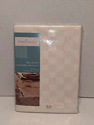 Home Classics Spill-proof Microfiber White Tablecloth. 52"x70" Oblong Cream - Image 1 of 4