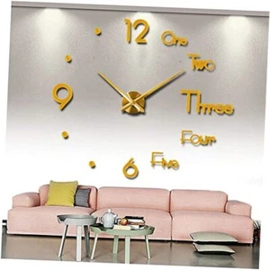 Large 3D Frameless Wall Clock Stickers DIY Wall Decoration for Living Gold - Picture 1 of 8