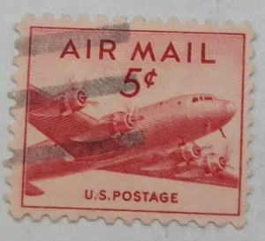 United States Postage ~ AIR MAIL ~ Red 6₵ Cent Stamp ~ Cancelled/Posted ~ Z11 - Picture 1 of 6