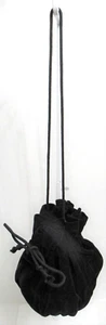Velvet Faux  Drawstring Satchel Bag Black - Picture 1 of 8