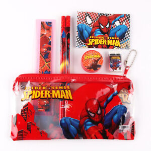 2 Sets Superhero Spiderman Pencil Case School Supplies Boys Stationery Rubber