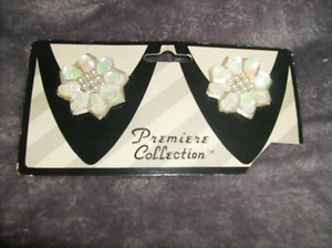 Set/2 WHITE 8 PETAL SEQUIN & PEARLS Shoe Clips Great Gift DELUXE NEW #10 - Picture 1 of 10