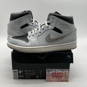 Size 8.5 - Air Jordan 1 Retro Mid Wolf Grey Black Leather (554724-032) - Picture 1 of 9