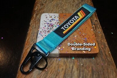 Light Blue Vintage Toyota Heritage Stripes Keychain Lanyard Metal Clip Accessory - Image 1 of 3