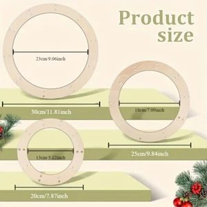 6pcs Wooden Wreath Frames Blank Wood Circle Round wood Ring DIY Christmas - Picture 1 of 7