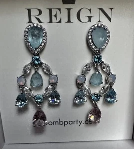 Reign Chandelier Dreams Rbp7678 Aqua CZ F/w Genuine Quartz Silver Plating - Picture 1 of 3