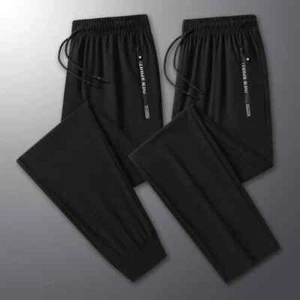 Ice Silk 8XL Pants for Men 2025 Summer Thin Sports Quick Dry Straight Leg - Picture 1 of 26