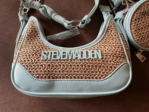 STEVE MADDEN BDARYLL Crossbody ~ Shoulder Bag with Pouch ~ Straw~Fresh Mint NWT - Picture 1 of 7