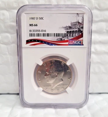 1987-D Kennedy Half, Graded MS 66 by NGC ~ US Mint OSR Label! - Image 1 of 2