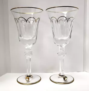 JUEGO DE 2 VASOS DE VINO TINTO FABERGE OPERETTA 8-3/4" CON DIJES DE HUEVO - Imagen 1 de 7