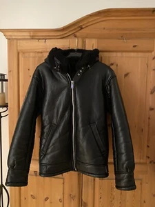 Zara Jungen Kunstleder Jacke schwarz gefüttert Gr S 164 15 jährige - Bild 1 von 13