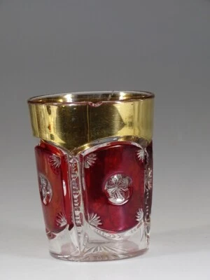 EAPG  Tarentum #1900 Frosted Crystal  Glass Tumbler Ruby Stain & Gilt #4 c.1890 - Image 1 of 4
