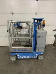 2014 GENIE GR12 12’ ELECTRIC RUNABOUT SCISSOR VERTICAL MAST DRIVABLE MAN LIFT - Picture 1 of 9