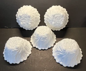 5 INDIANA Weiß Milchglas WILDROSE Muster Obst Cocktail Schalen, Süßigkeiten Schalen - Bild 1 von 16