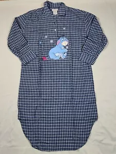 Eeyore Winnie The Pooh Disney Plaid Flannel Sleep Shirt Nightgown Womens S/M - Picture 1 of 6